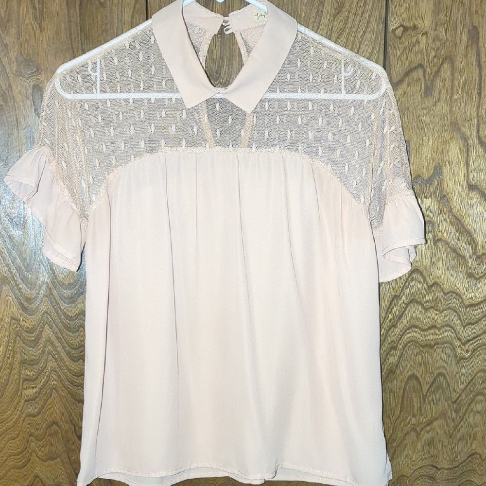 Lily Blush Lace Accent Blouse